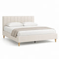 Struttura letto matrimoniale rettangolare imbottita in poliestere beige chiaro, 171 × 214 × 110 cm, per materasso 160 × 200 cm