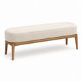 Panca fondoletto imbottita in tessuto e legno massello, beige e marrone, 120 × 40 × 47 cm