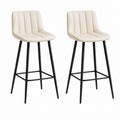 Set di 2 sgabelli da bar imbottiti in similpelle PU crema con struttura in acciaio nero, 47 × 52 × 94 cm
