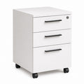 Cassettiera mobile in acciaio bianco e nero con 3 cassetti, serratura e ruote, 39 × 50 × 60 cm